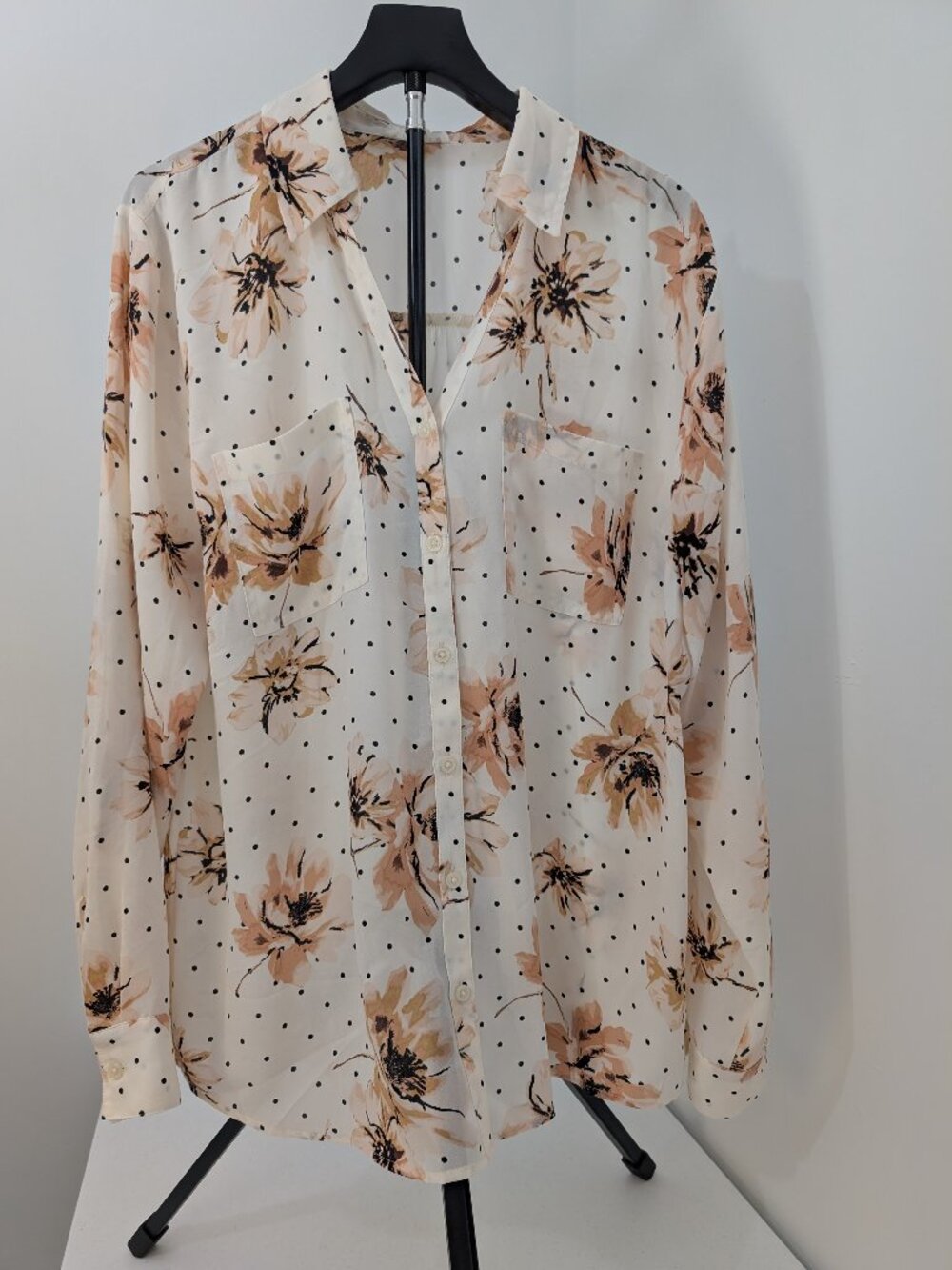 Winona Floral Dot Button Down Blouse Size XL